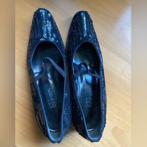 Vin Baker Black Sequince Leather Shoes Mary Jane’s Italy Euro 38, US 7.5-8